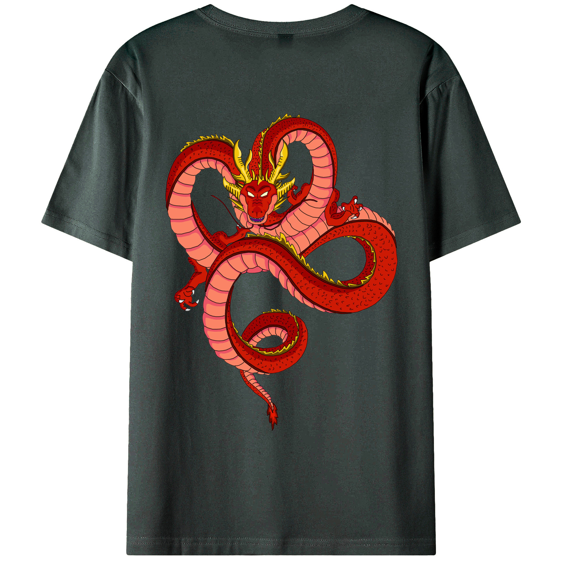 （画像用） ドラゴンボール 神龍 シェンロン DRAGON BALL Shenron 綿100％ メンズ半袖Tシャツ（バックプリント） 通気性